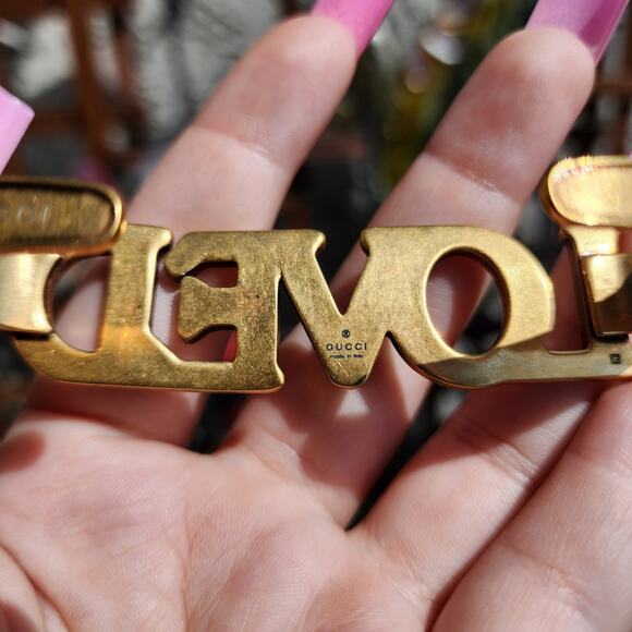 Gucci LOVED Palm Cuff Rainbow Rhinestone Gold Tone Swarovski Crystal Bracelet - Picture 12 of 16